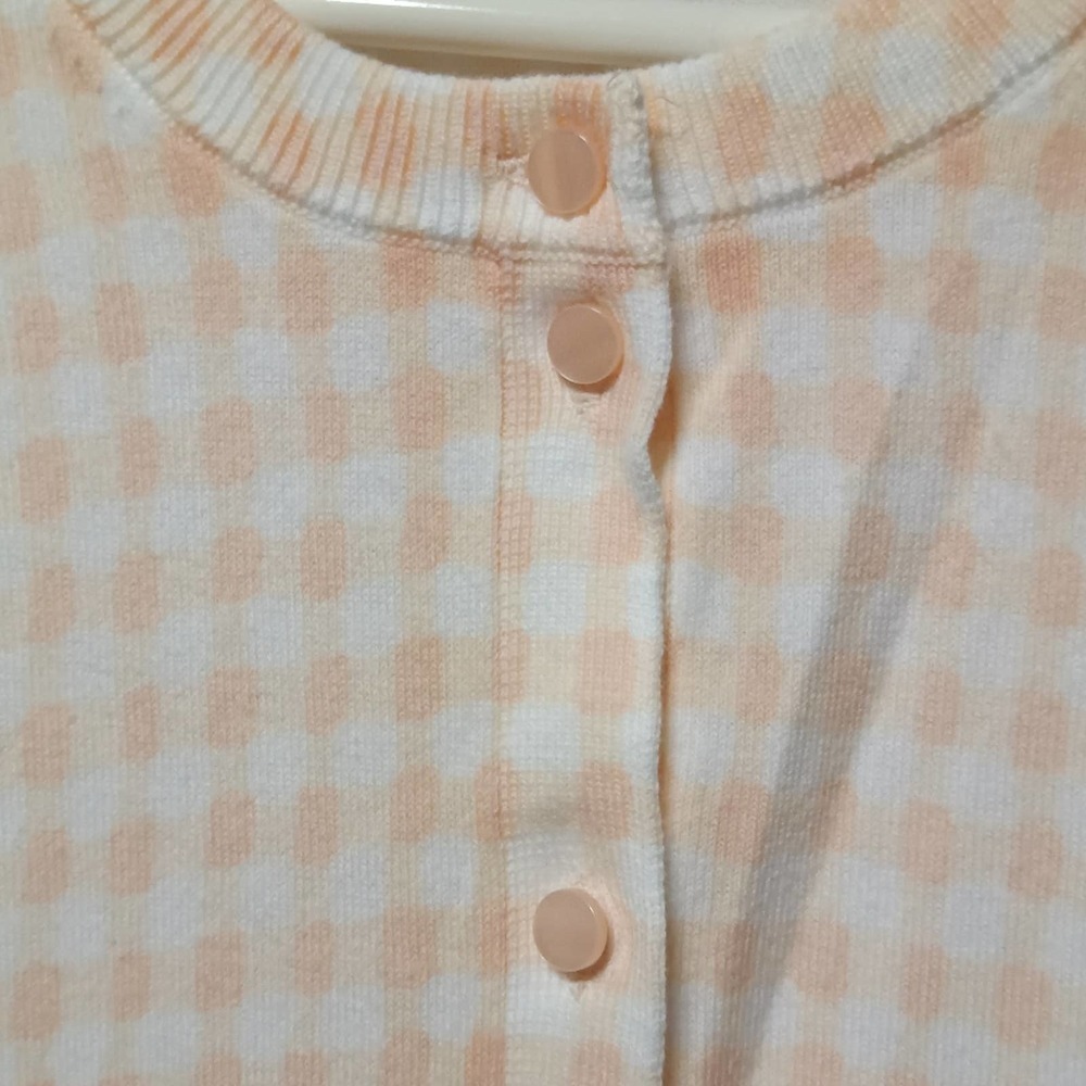 CROWN & Ivy Button up Sweater Checkered Cream Long Sleeve Relaxed Fit Size M